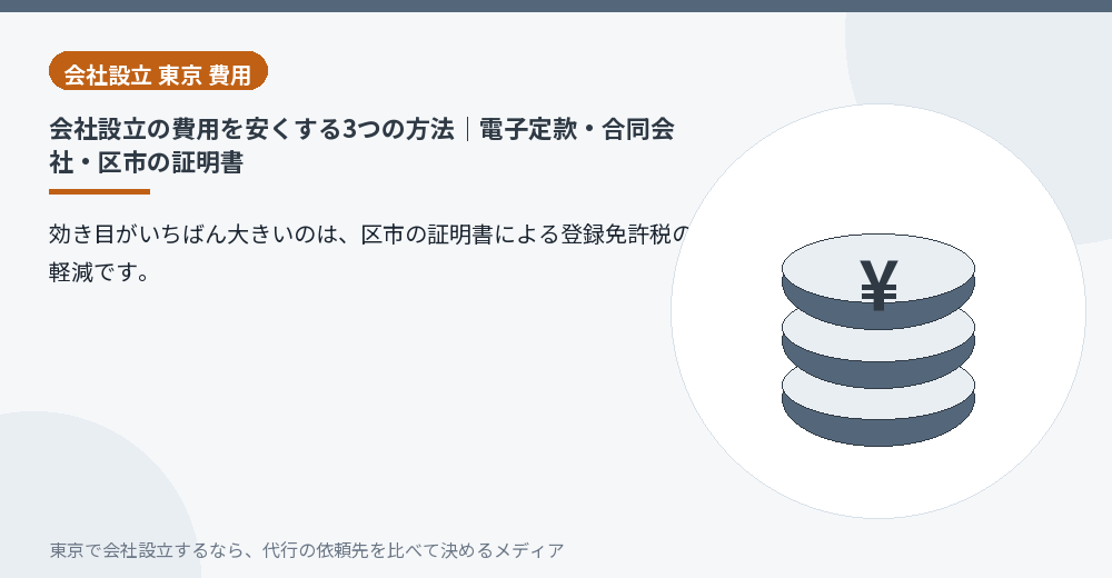 会社設立の費用を抑える方法を示す硬貨のイラスト