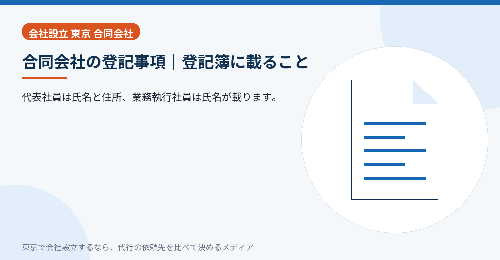 合同会社の登記事項を示すイラスト