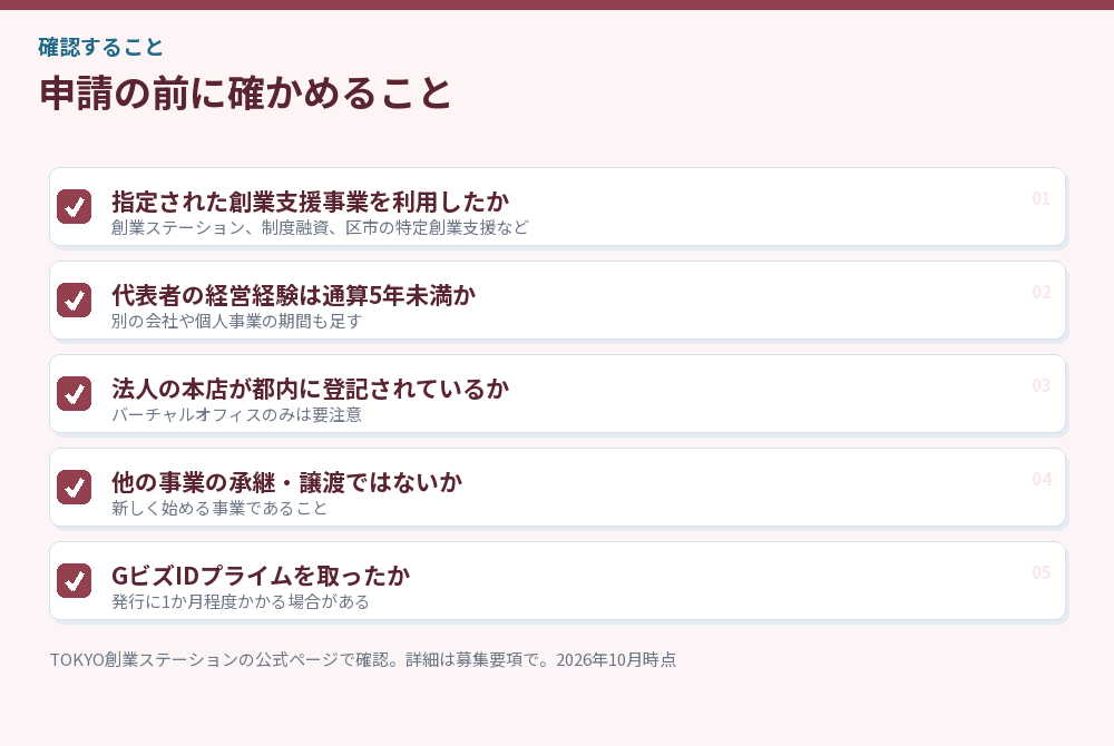 創業助成事業の申請前に確かめることのチェックリスト