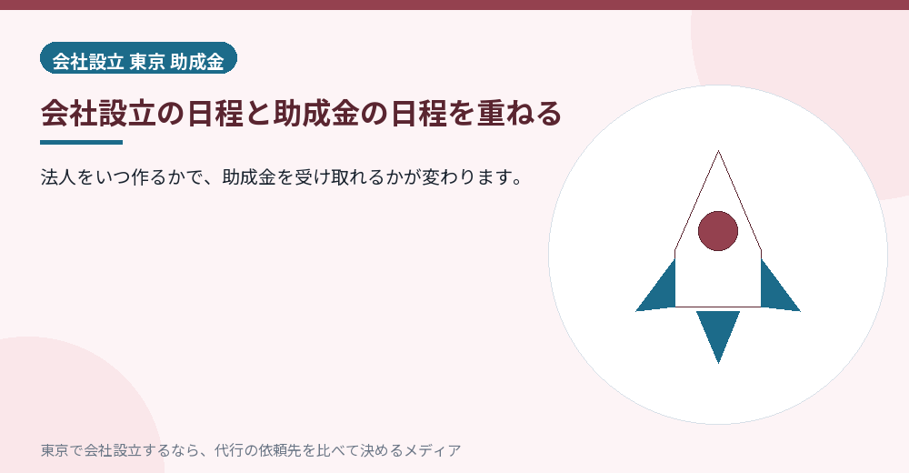 会社設立と助成金のスケジュールを重ねるイラスト