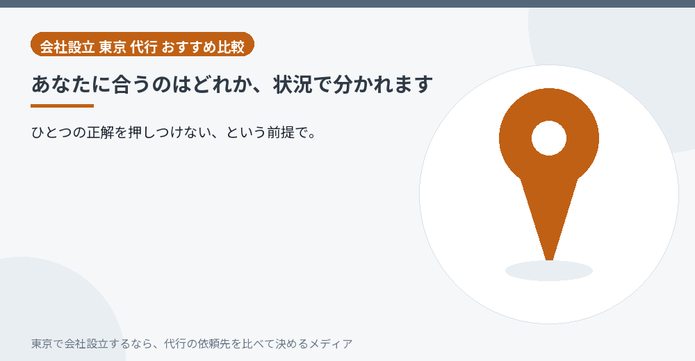 状況によって合う依頼先が分かれることを示すイラスト
