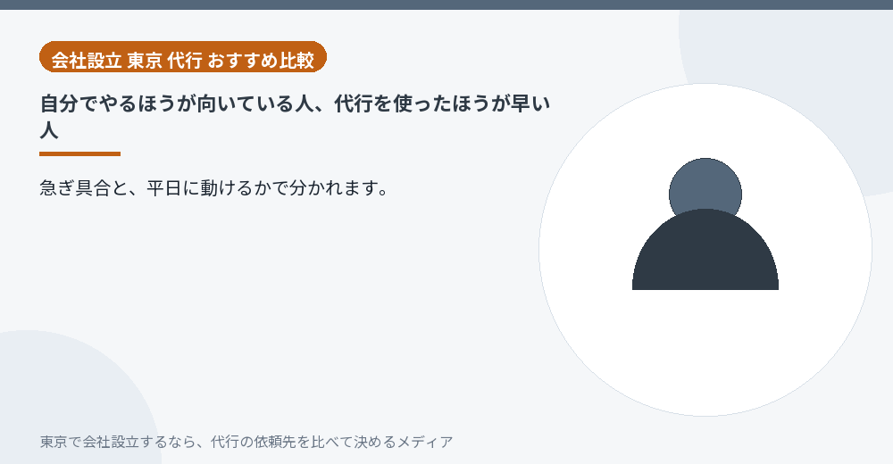 自分でやる人と代行を使う人の違いを示すイラスト