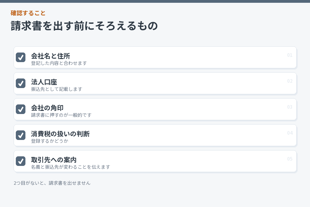 請求書を出す前にそろえるもののチェックリスト