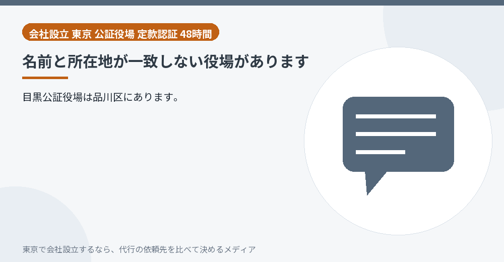 名前と所在地が違う公証役場を示すイラスト