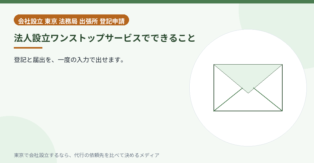 法人設立ワンストップサービスを示すイラスト