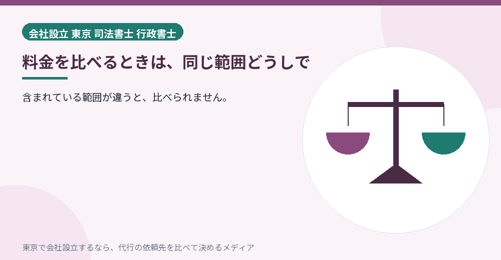 料金の範囲を揃えて比べるイラスト