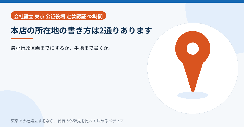 本店の所在地の書き方を示すイラスト