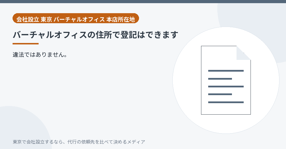 バーチャルオフィスで登記できることを示すイラスト