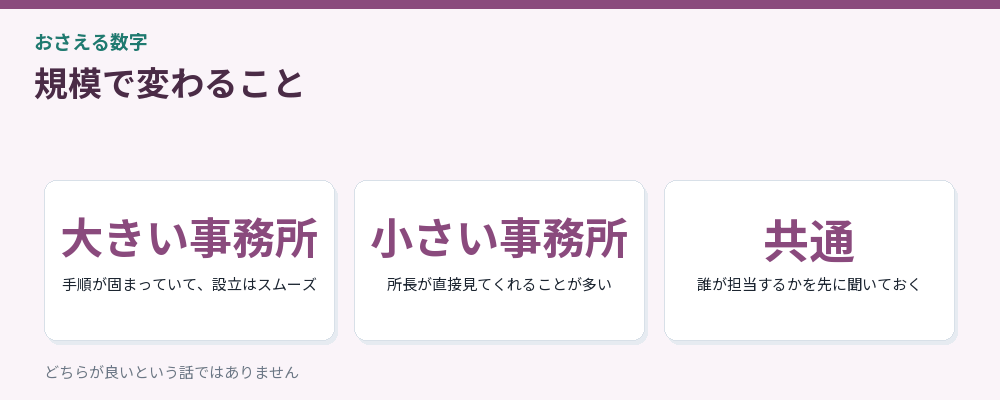 事務所の規模による違いをまとめた図解