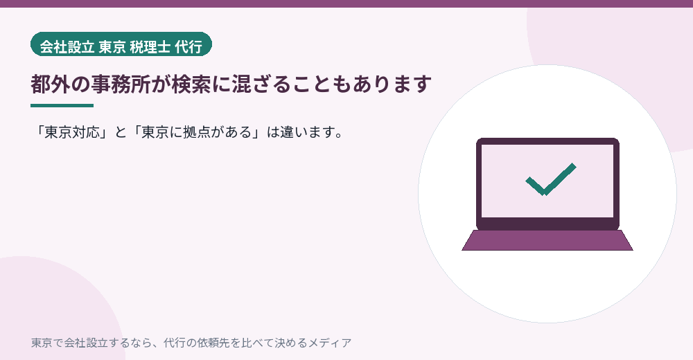 都外の事務所が検索結果に混ざることを示すイラスト