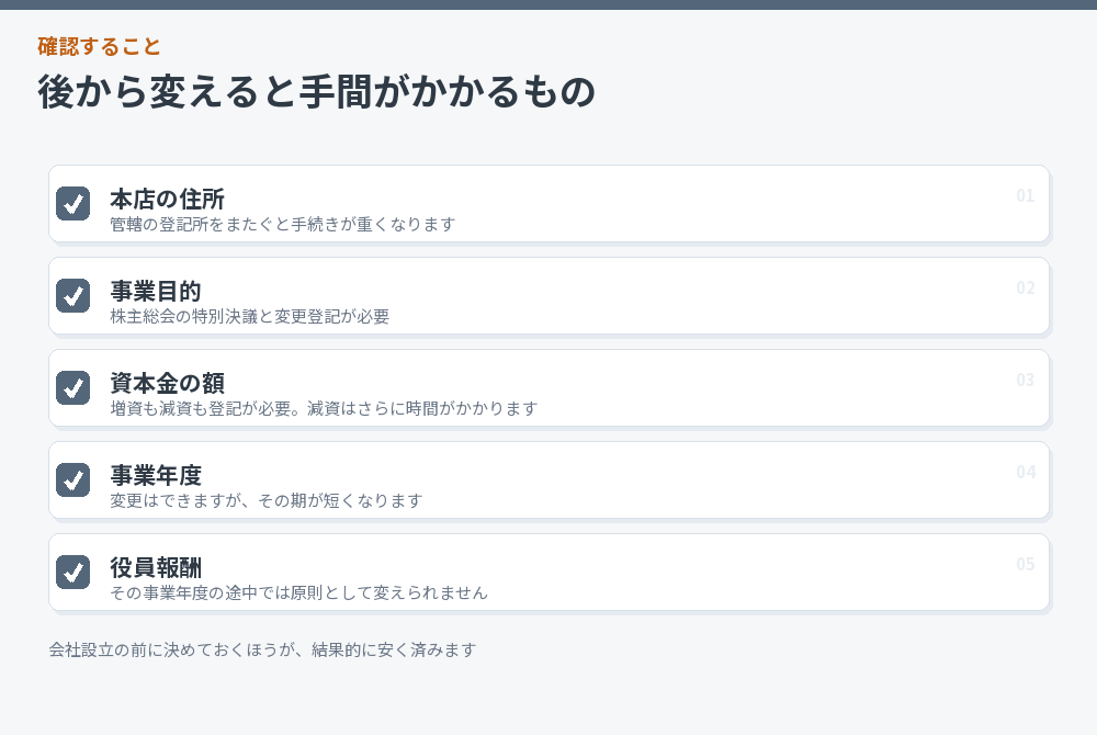 後から変えると手間がかかる項目のチェックリスト